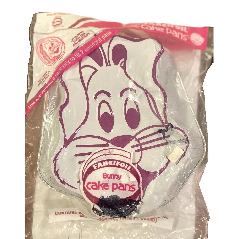 Vintage Set Of 2 Fancifoil Aluminum Foil Easter Bunny Cake Pans USA New‎ In Bag
